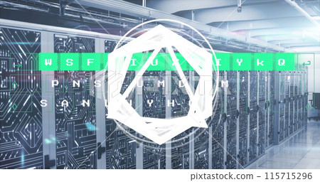 Image of letters and data processing over computer servers 115715296