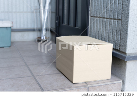 Delivery to home, home delivery, entrance, luggage, cardboard Delivery to home, home delivery, entrance, luggage, cardboard 115715329