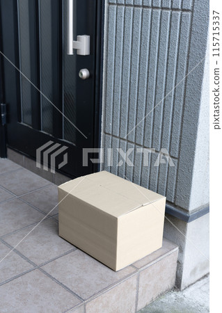 Delivery to home, home delivery, entrance, luggage, cardboard Delivery to home, home delivery, entrance, luggage, cardboard 115715337