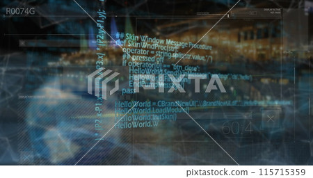Image of financial data processing over cityscape Image of financial data processing over cityscape 115715359