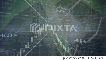 This image shows financial data being processed over a stock market This image shows financial data being processed over a stock market 115715371