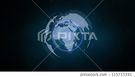 Image of scope scanning and data processing over globe Image of scope scanning and data processing over globe 115715391