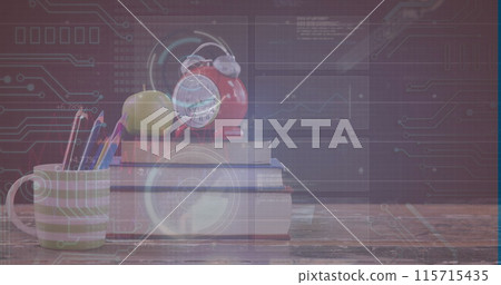 Image of data processing over school items Image of data processing over school items 115715435