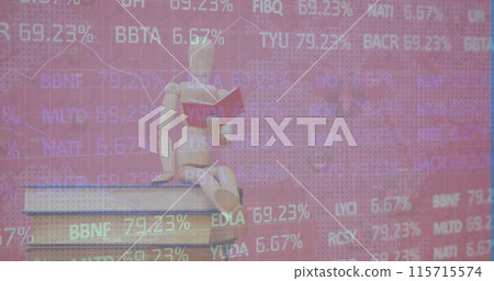 Image of data processing over mannequin with books Image of data processing over mannequin with books 115715574