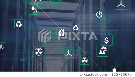 An image of scientific data and lights over servers An image of scientific data and lights over servers 115715673
