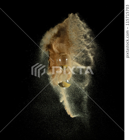 Hourglass fly in mid air, add more sand of time on gold sand over black background. Brown hourglass show more time Deadline extended time management hope concept hour glass, life clock passing by Hourglass fly in mid air, add more sand of time on gold sand over black background. Brown hourglass show more time Deadline extended time management hope concept hour glass, life clock passing by 115715703