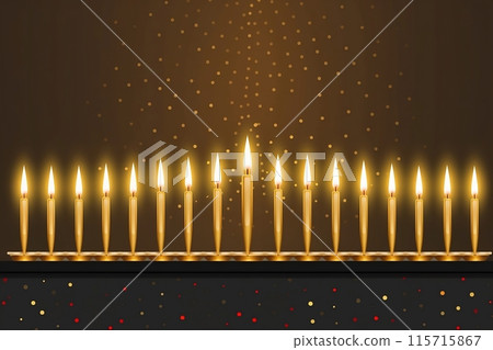 Candlestick with burning candles for Hanukkah, Ai generated 115715867