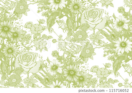 Seamless abstract floral pattern. In style Toile de Jou. Suitable for fabric, mural, wrapping paper and the like Seamless abstract floral pattern. In style Toile de Jou. Suitable for fabric, mural, wrapping paper and the like 115716052