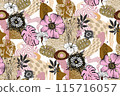 Abstract floral seamless pattern in 60s style. Suitable for fabric, wrapping paper and the like 115716057