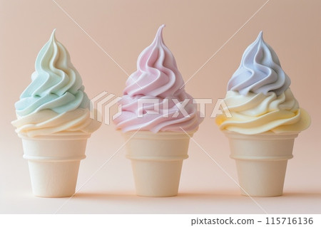 Cute Pastel Colored Ice Cream Concept Playful and Delightful Dessert Imagery 115716136