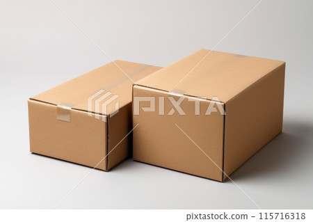 Two cardboard boxes are sitting on a white background 115716318