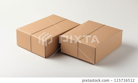 Two cardboard boxes are sitting on a white background 115716512
