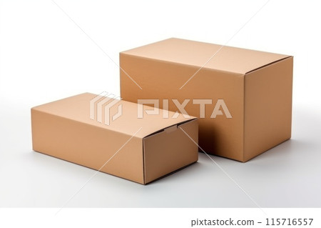 Two cardboard boxes are sitting on a white background 115716557