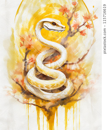 Snake holding golden eggs, Generative AI AI image 115716619