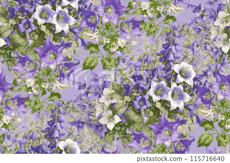 Campanula flowers. Seamless pattern. Suitable for fabric, wrapping paper and the like 115716640