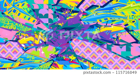 Cool Modern Abstract Urban Street Art Graffiti Style Vector Collage Illustration Background Template Cool Modern Abstract Urban Street Art Graffiti Style Vector Collage Illustration Background Template 115716849