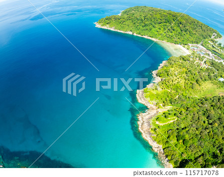 Aerial view Top down seashore background,Waves crashing on rock cliff, Beautiful dark sea surface in sunny day summer background, Amazing seascape top view seacoast at Phuket beach Thailand Aerial view Top down seashore background,Waves crashing on rock cliff, Beautiful dark sea surface in sunny day summer background, Amazing seascape top view seacoast at Phuket beach Thailand 115717078