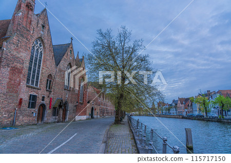 Belgium Bruges canal evening 115717150