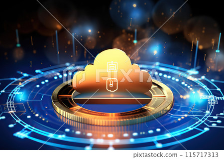 Generative ai on theme of cloud digital technologies for design natural abstract background 115717313