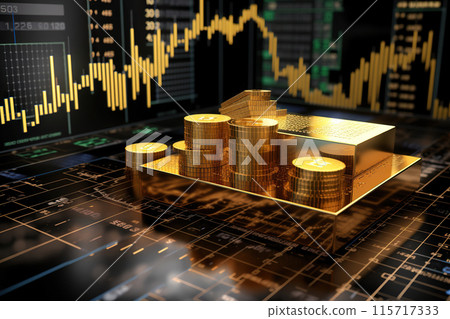 Generative ai on theme of beautiful gold growth chart for design natural abstract background 115717333