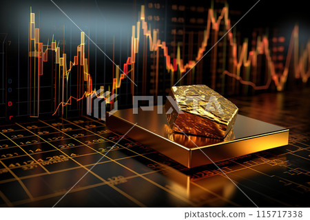 Generative ai on theme of beautiful gold growth chart for design natural abstract background 115717338
