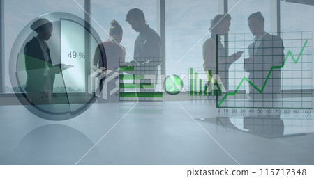 Image of statistics processing over business people Image of statistics processing over business people 115717348