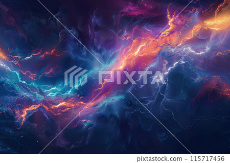 Generative ai on theme of a dramatic dark storm clouds before rain creating spectacular landscape 115717456