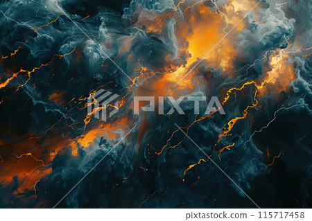 Generative ai on theme of a dramatic dark storm clouds before rain creating spectacular landscape 115717458