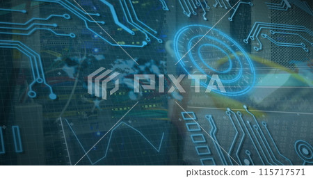 Image of text with globe and network of connections 115717571