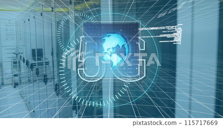 Image of 5g and processing circles over servers 115717669