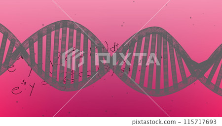 Image of scientific data processing and dna strand spinning Image of scientific data processing and dna strand spinning 115717693