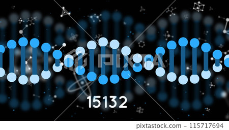 Image of dna strand over data processing Image of dna strand over data processing 115717694