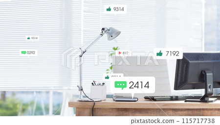 Image of media icons over office 115717738