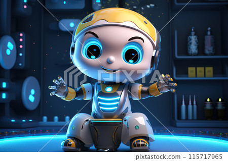 Generative ai on theme of beautiful futuristic toy robot, autonomous programmable new technique 115717965
