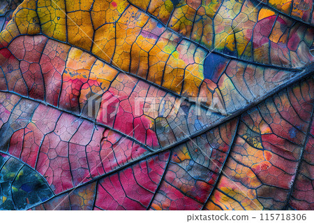 Generative ai on theme of beautiful texture leaf from tree for design natural abstract background 115718306