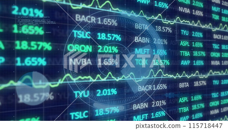Image of data processing over blue background Image of data processing over blue background 115718447