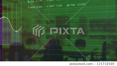 Image of data processing over cityscape 115718589