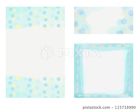 清爽水彩畫框素材套裝 115718990