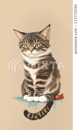 cute cat on a red background 115719260