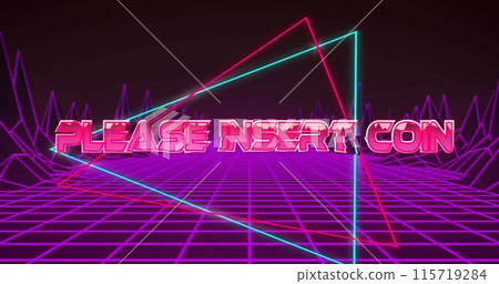 Image of please insert coin text over shapes Image of please insert coin text over shapes 115719284