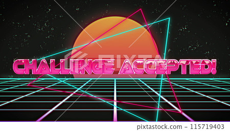 Image of pink text level up over clouds and grid 115719403