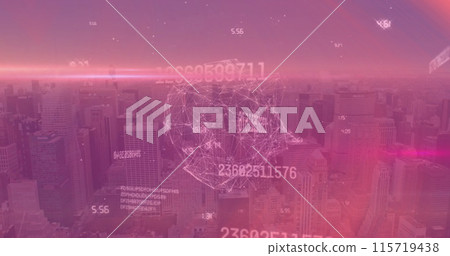 Image of data processing over cityscape Image of data processing over cityscape 115719438