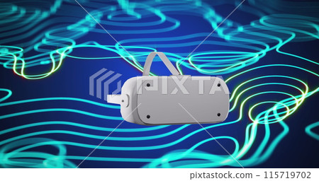 Image of vr headset and network of connections Image of vr headset and network of connections 115719702