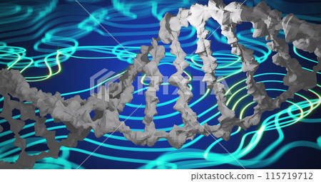 Image of dna strand and network of connections 115719712