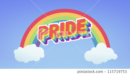 Image of rainbow pride text over rainbow background Image of rainbow pride text over rainbow background 115719753