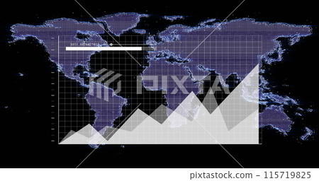 Image of financial data processing over world map Image of financial data processing over world map 115719825