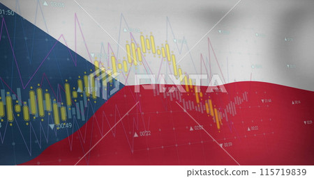 Image of graphs processing data over flag of czechia Image of graphs processing data over flag of czechia 115719839