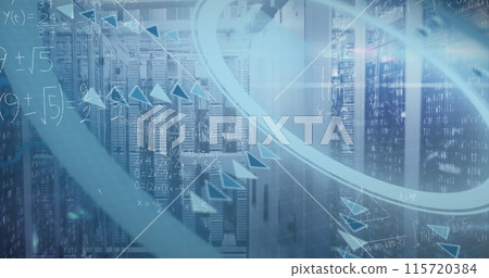 Image of data processing over server room 115720384