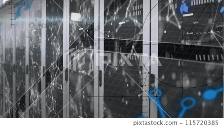 Image of network of connections over computer servers 115720385