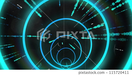 Image of data processing and circles over black background 115720411